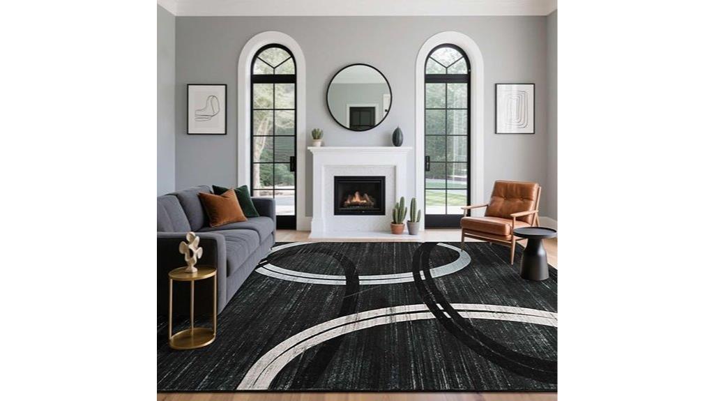 modern wavy oval rug