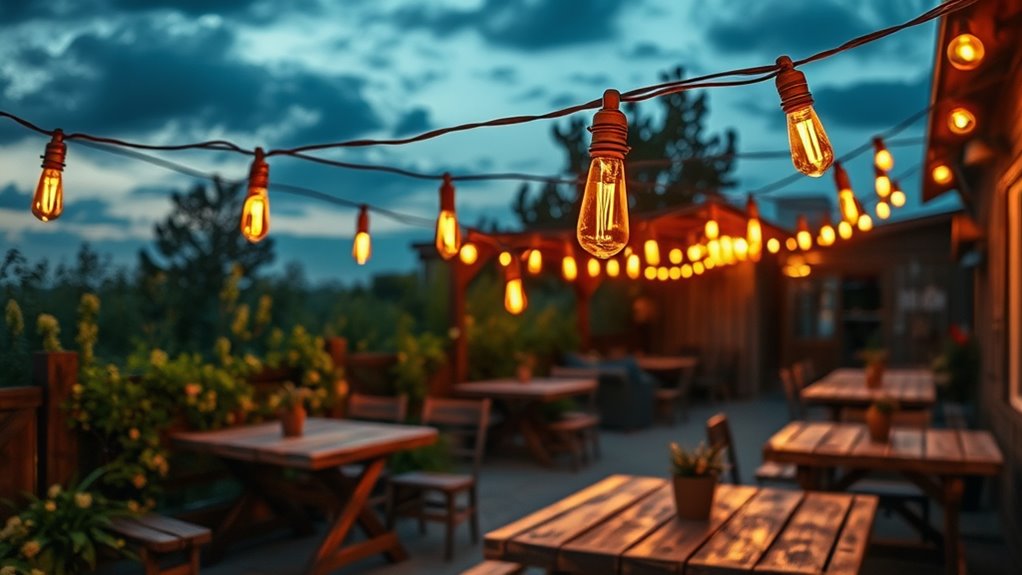 outdoor vintage string lights