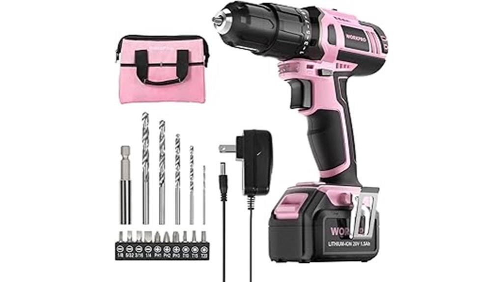 pink cordless drill set