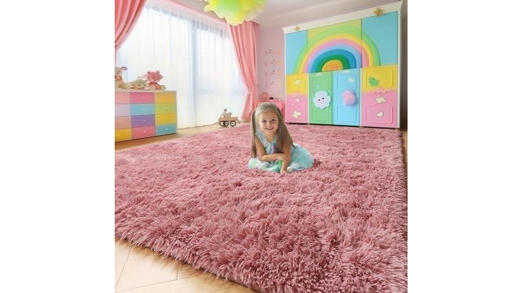 pink furry kids rugs