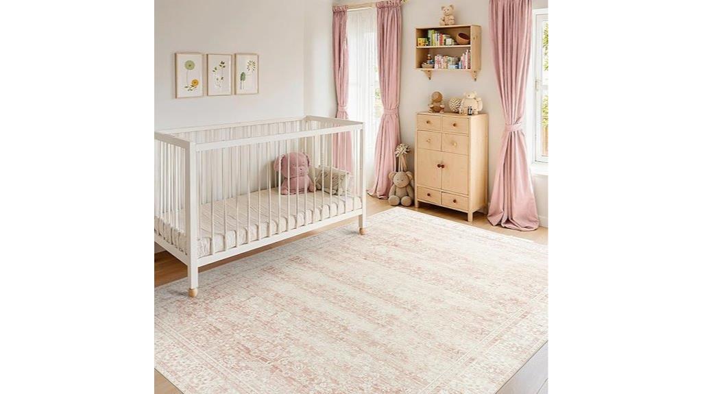 pink vintage floral rug