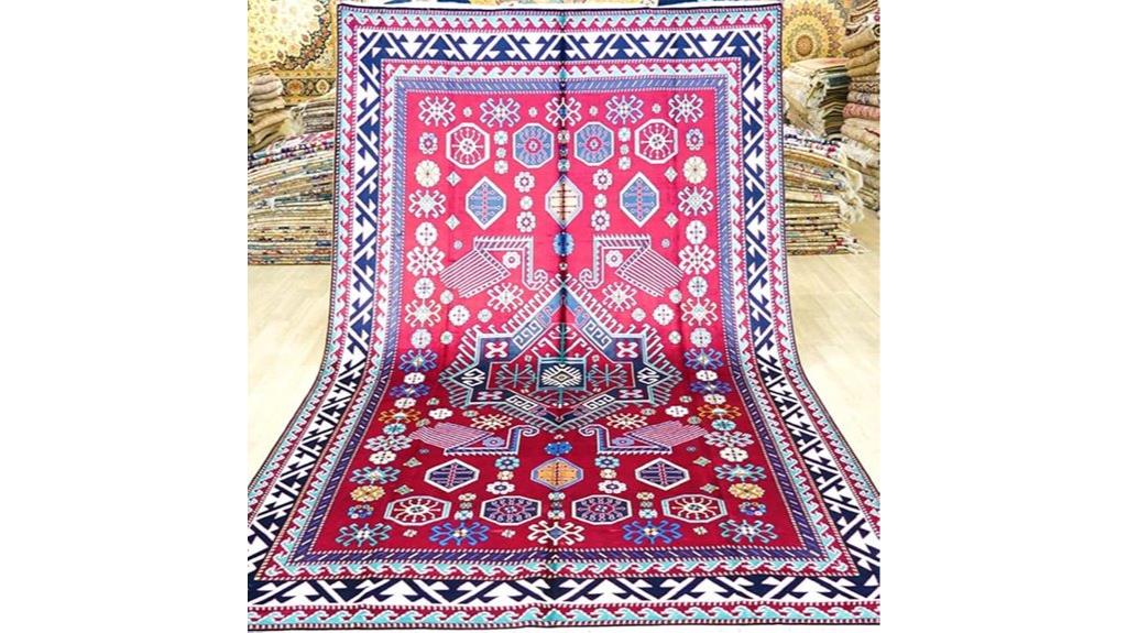 red geometric silk rug