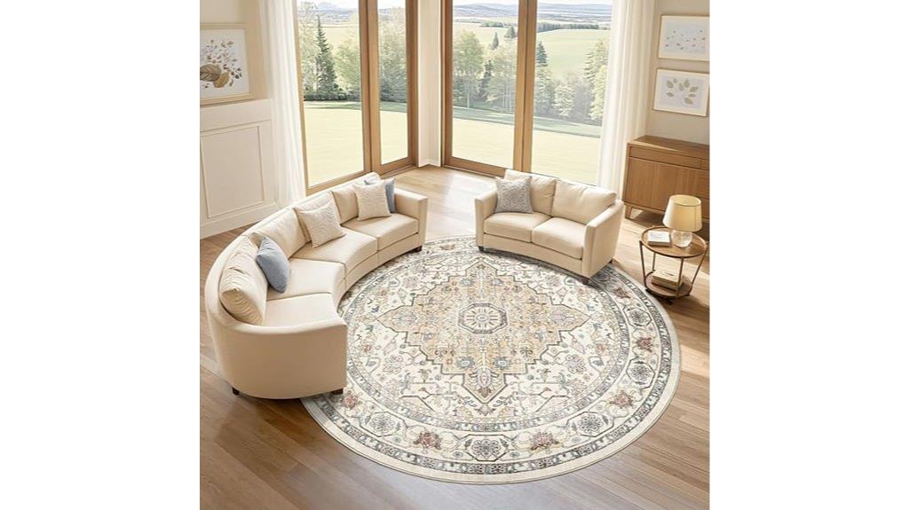 round floral washable rug