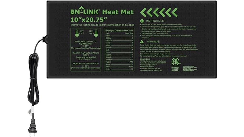 seedling heating mat dimensions
