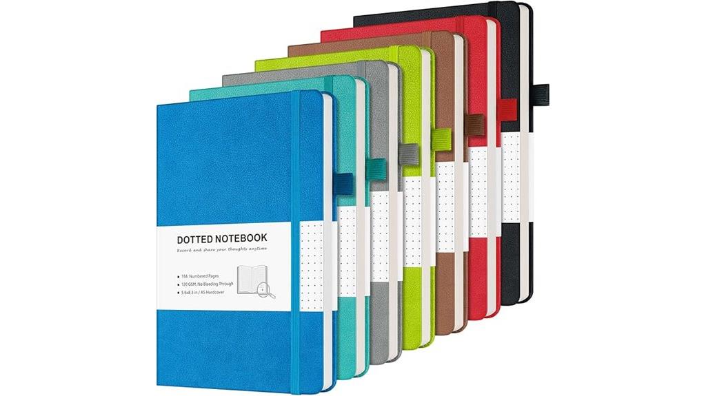 seven leather dot notebooks