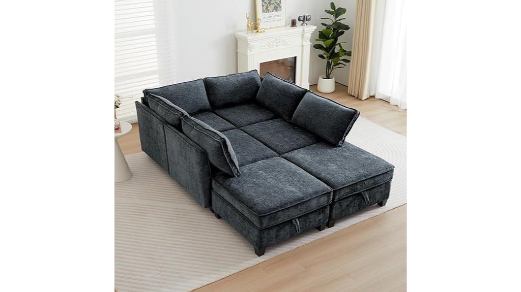 six seat storage sectional