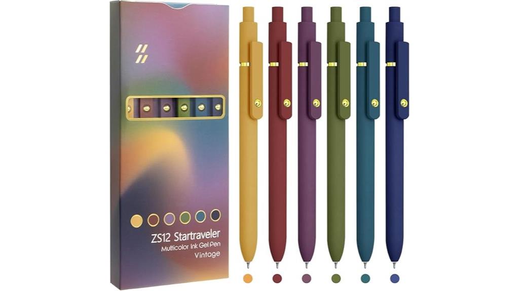 six vibrant gel pens