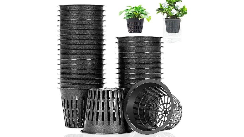 three inch black net pots