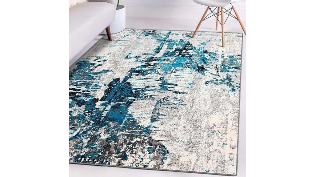 turquoise contemporary abstract rug