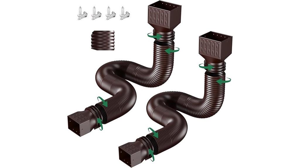 two flexible downspout extensions