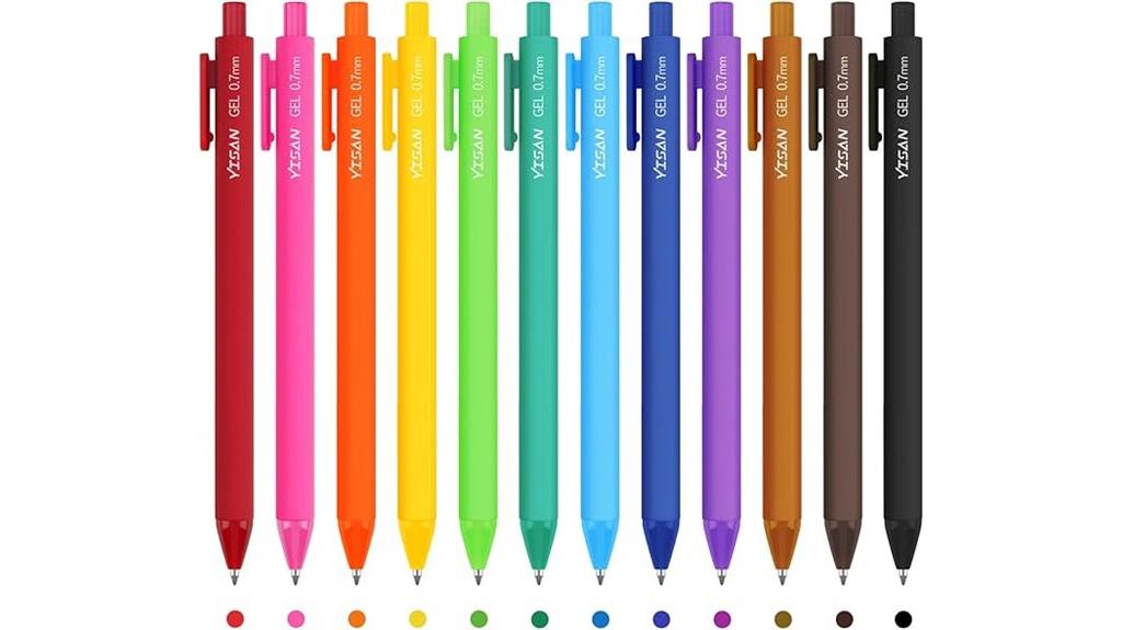 vibrant retractable gel pens