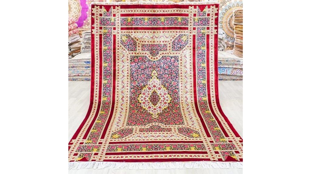 vintage red medallion silk rug