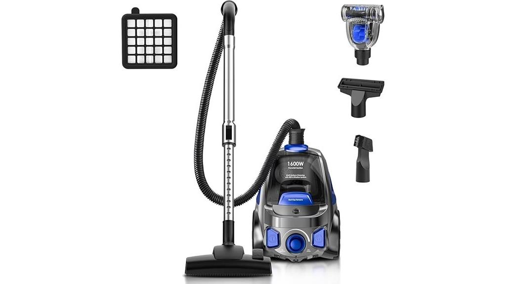 1600w cyclonic bagless vacuum