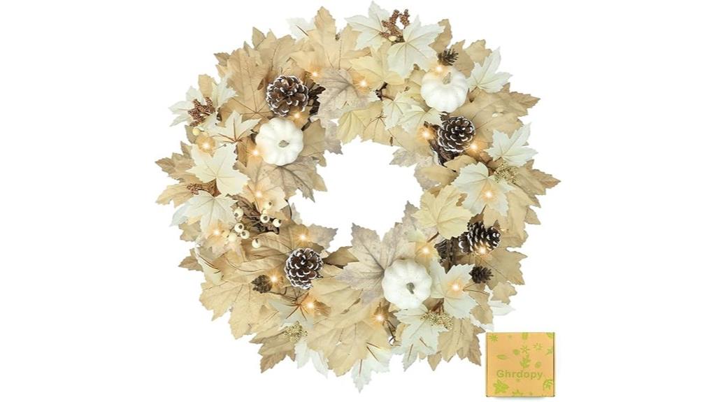autumn leaf wreath lights