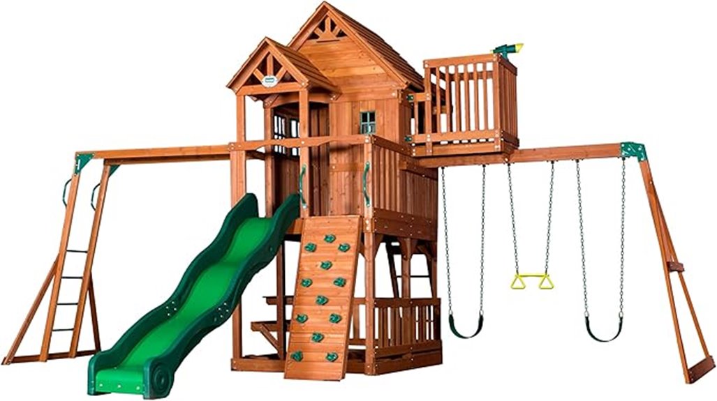 cedar playset with tower