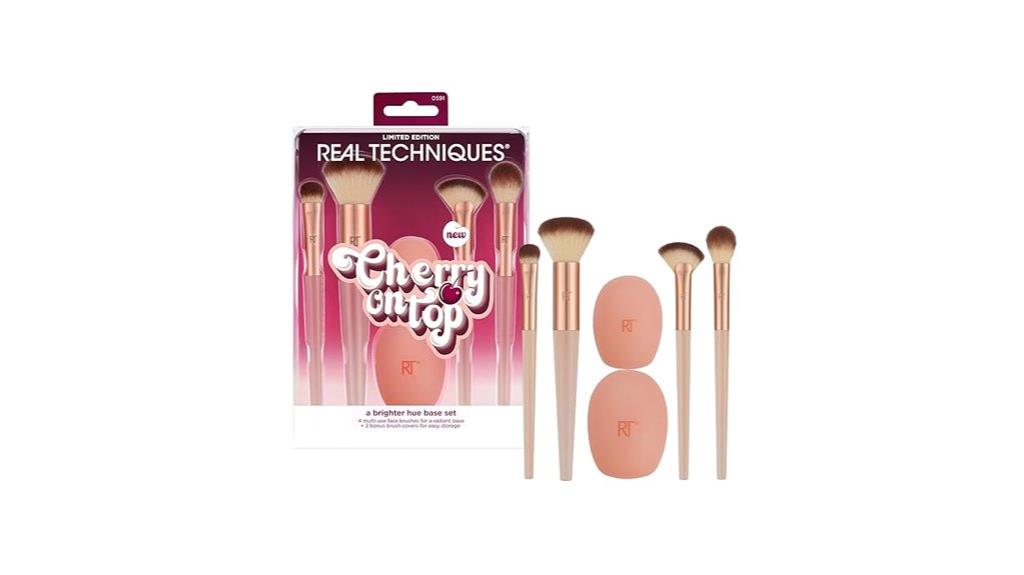 cherry colored makeup brushes