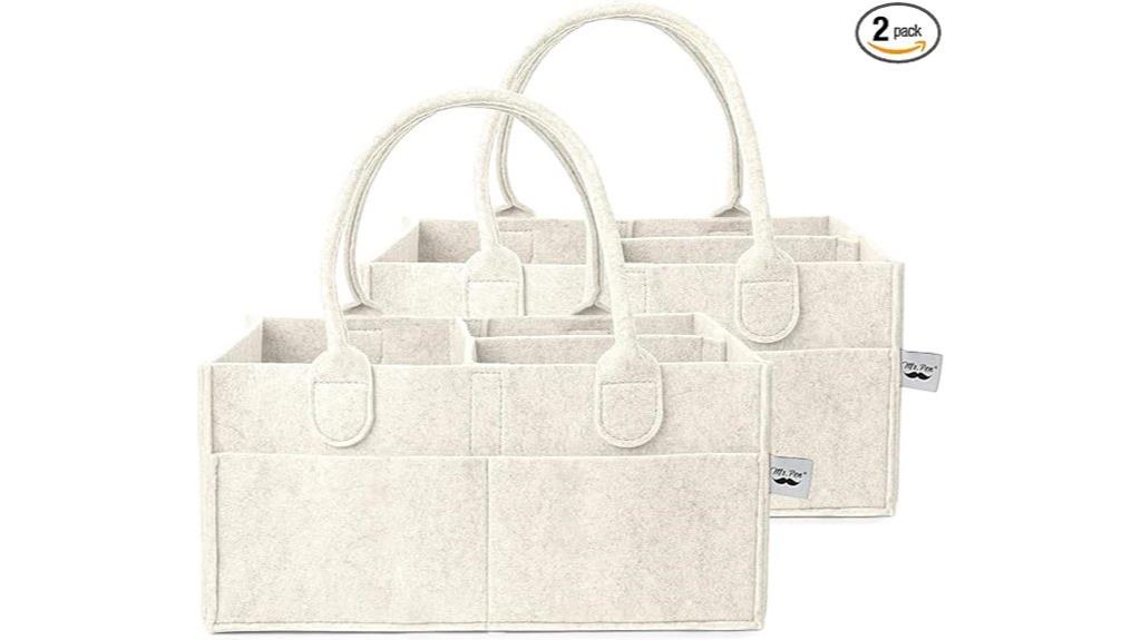 dual beige diaper caddies