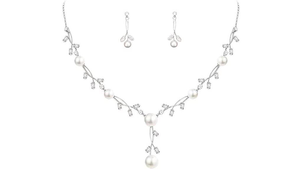 elegant zirconia pearl set