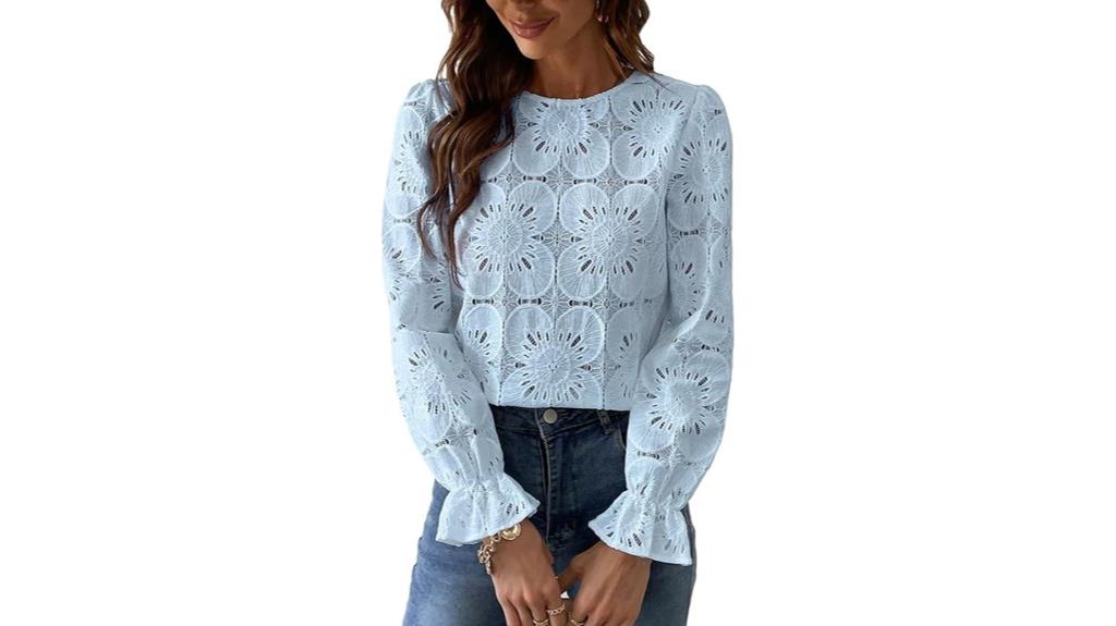 eyelet long sleeve blouse