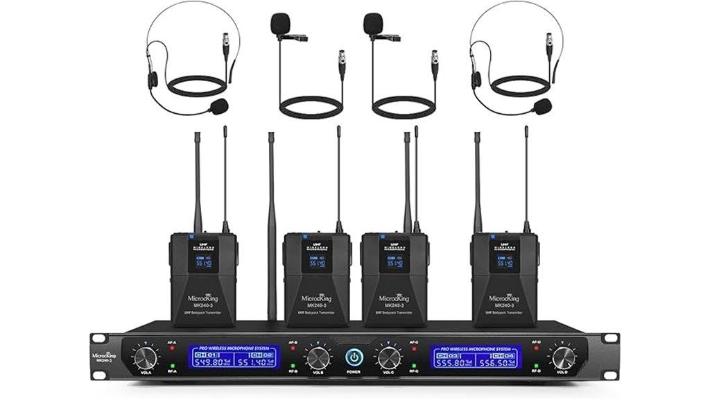 four pack uhf wireless mics