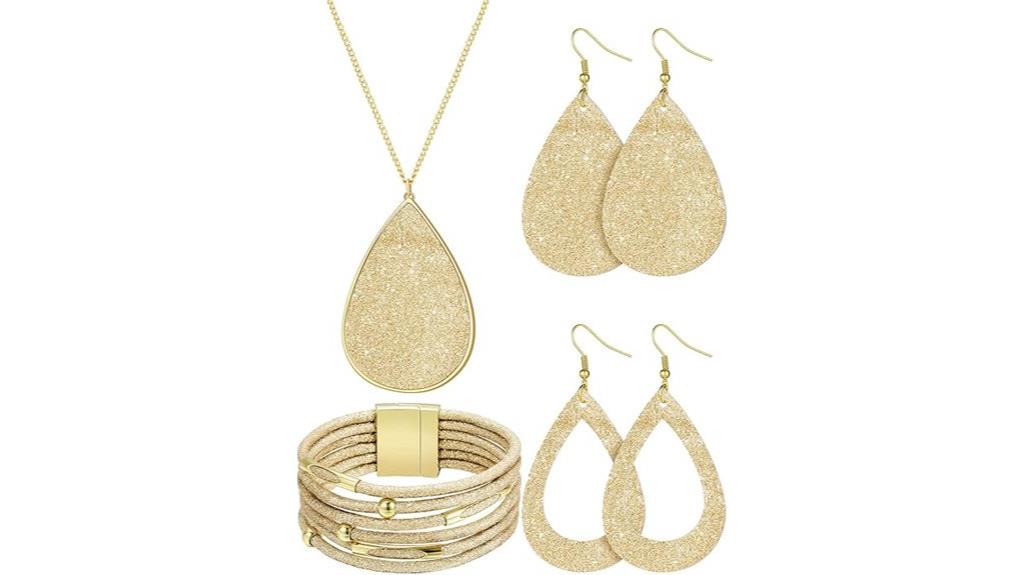 glitter faux leather jewelry