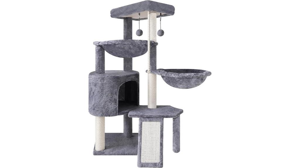 gray three layer cat tree