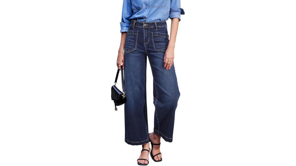 high waist wide leg denim