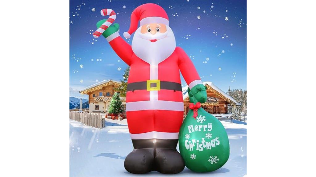 large inflatable santa with lights