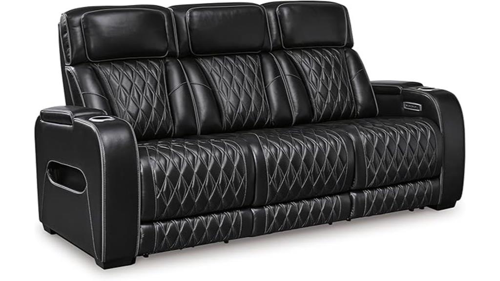 leather match reclining sofa