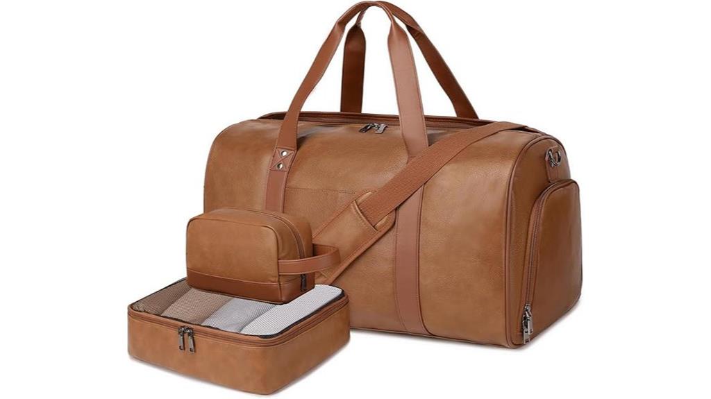 leather travel weekender bag