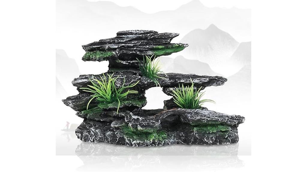 mountain view fish tank decor