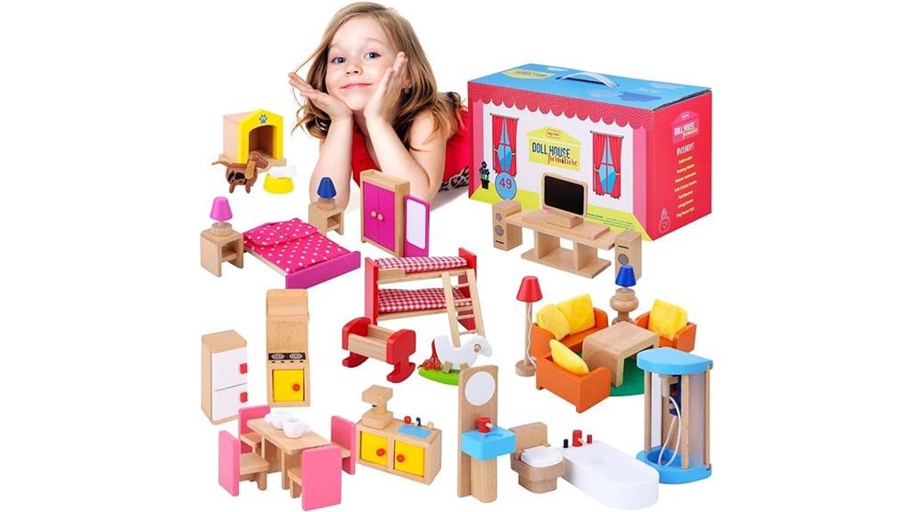 premium 49 piece wooden dollhouse