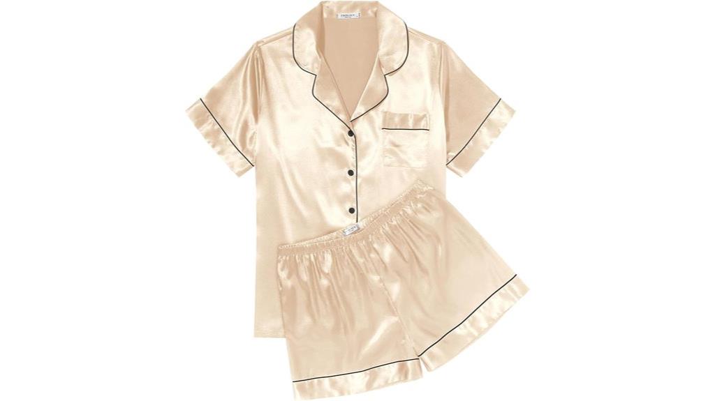 silky short sleeve pajamas