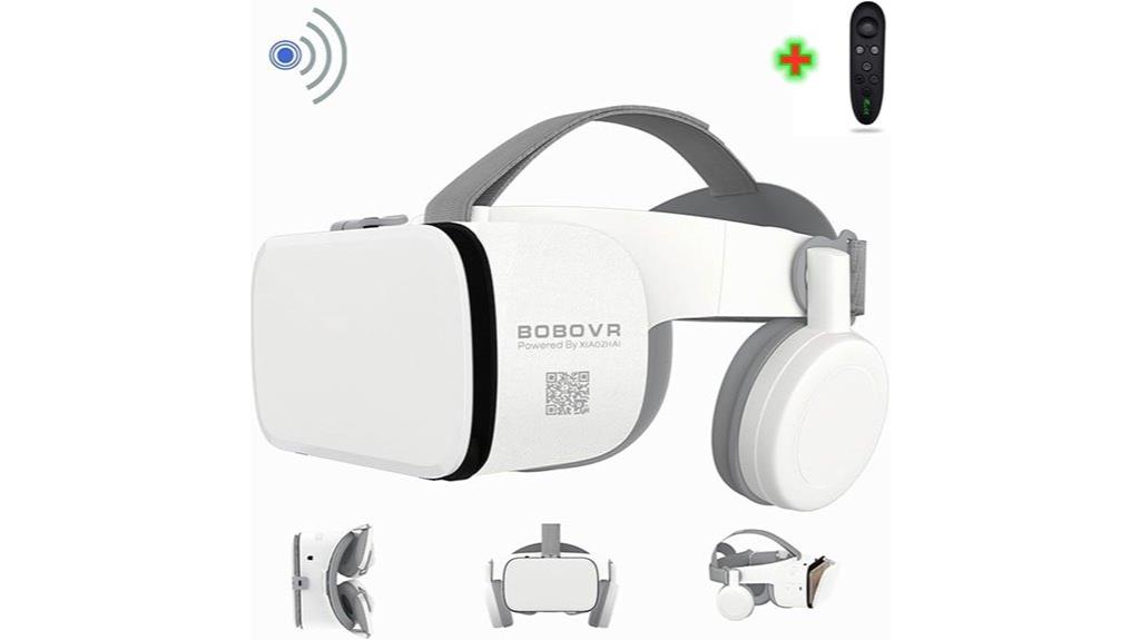 smartphone vr headset with wireless headphones