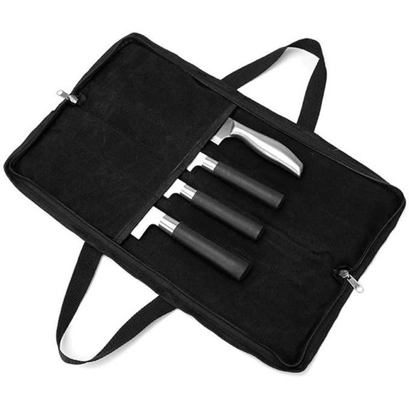 Heavy Duty Waxed Canvas Knife Roll with Handle