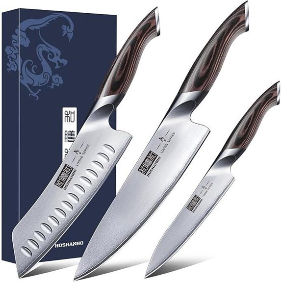 HOSHANHO 3-Piece Japanese Knife Set with Handles