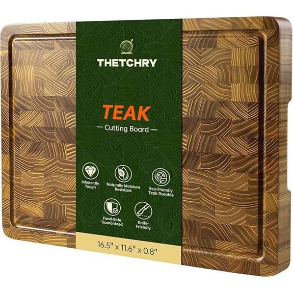 Teak Wood Cutting Board with Juice Groove & Handles