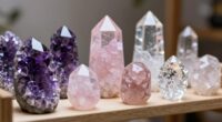 displaying crystals on shelves