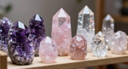 displaying crystals on shelves