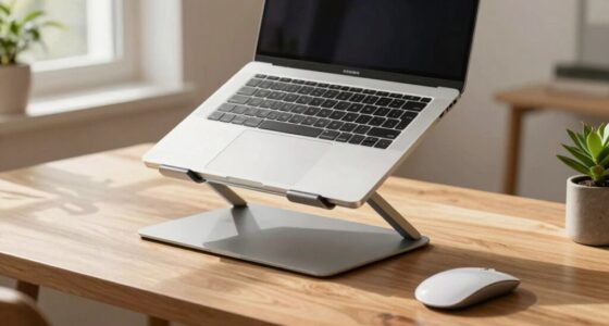 ergonomic laptop workspace setup
